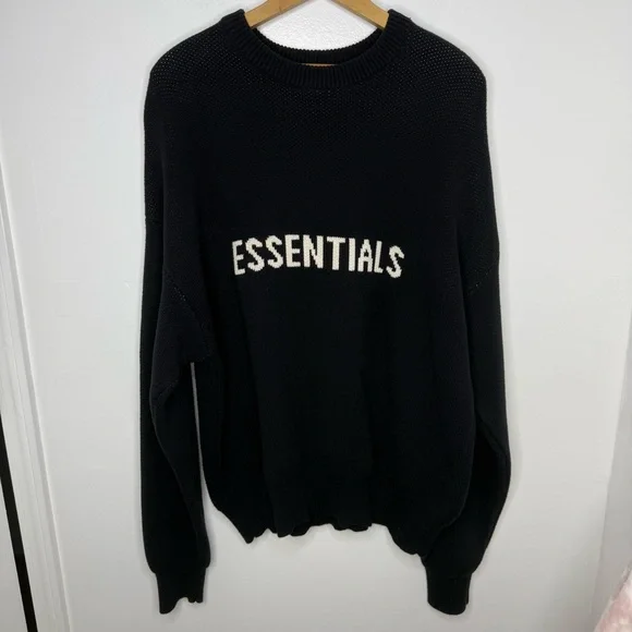 ESSENTIALS Fear Of God Black Knit Crew Neck Sweater